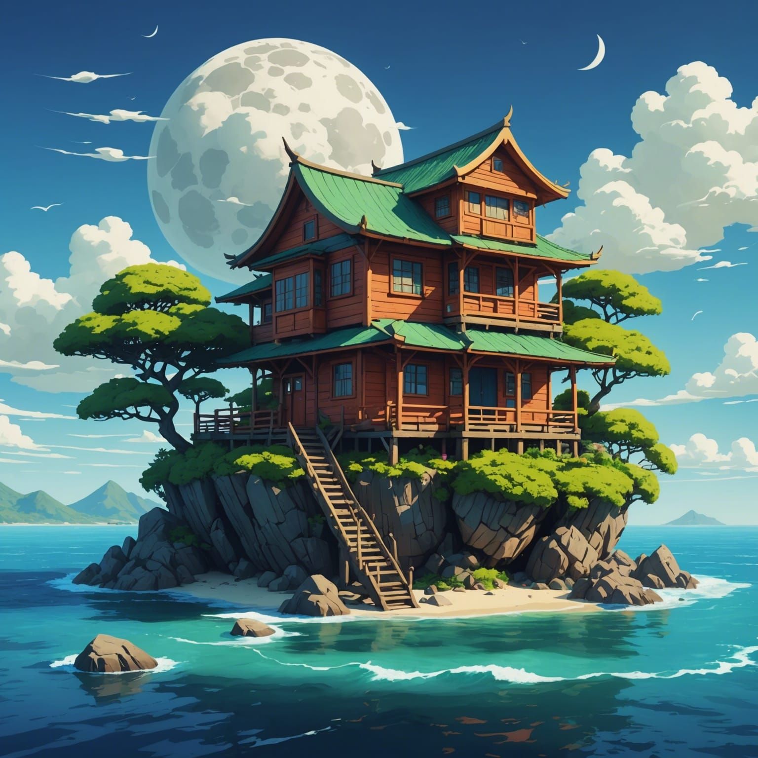 Dragon Ball Z Master Roshi's multi-story rickety old kami ho...