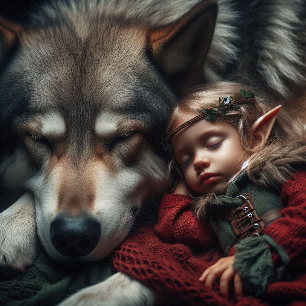Girl with her wolf