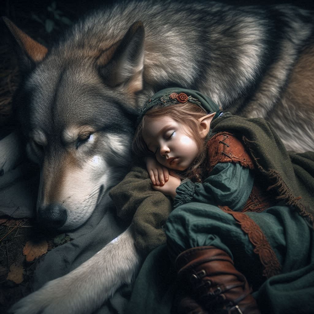 Girl with her wolf