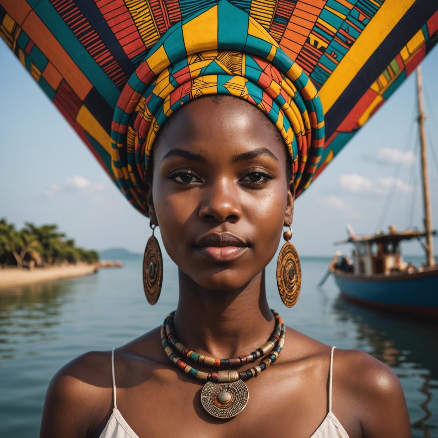 Curvy African Boat girl portrait