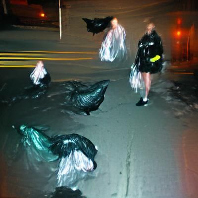 Garbage bags at midnight