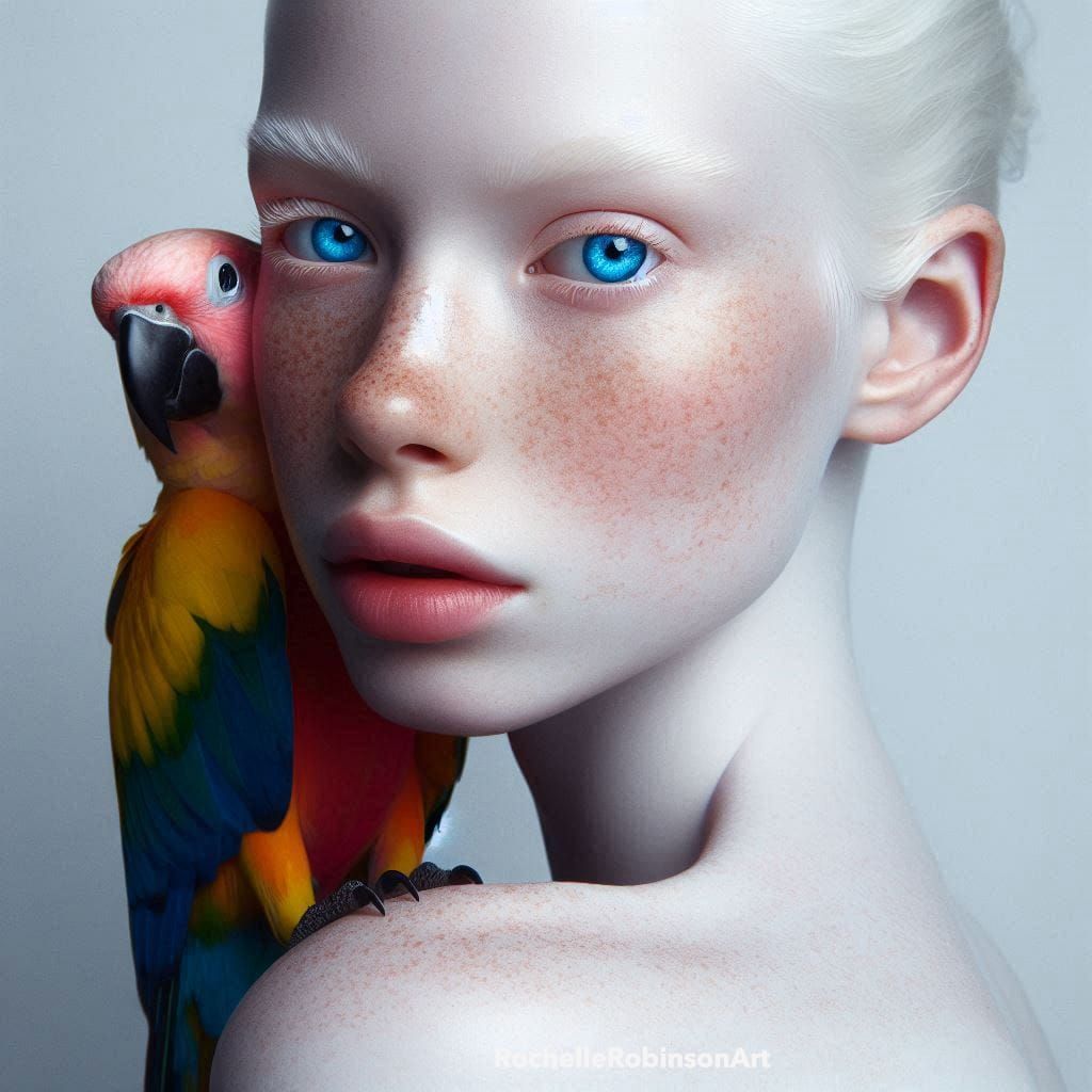 Woman and Parrot - Photo realism