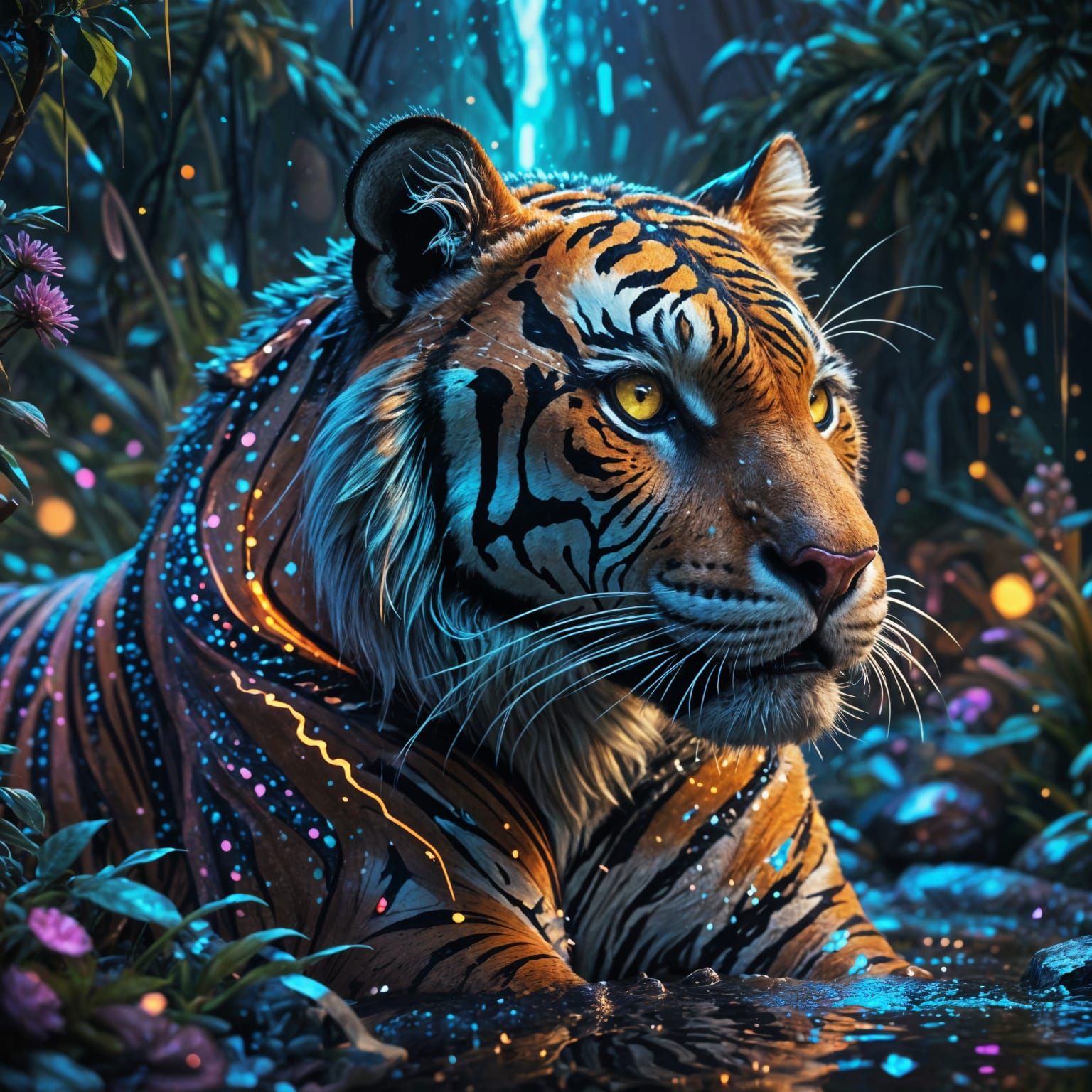 tiger in magical jungle  by @Charlotti