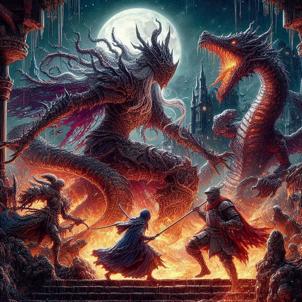 The Witch of Izalith and her Chaos Daughters attack the ance...