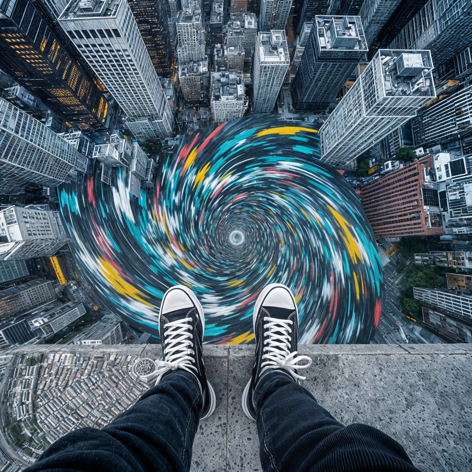 Skyscraper Edge: Vibrant City Vortex View