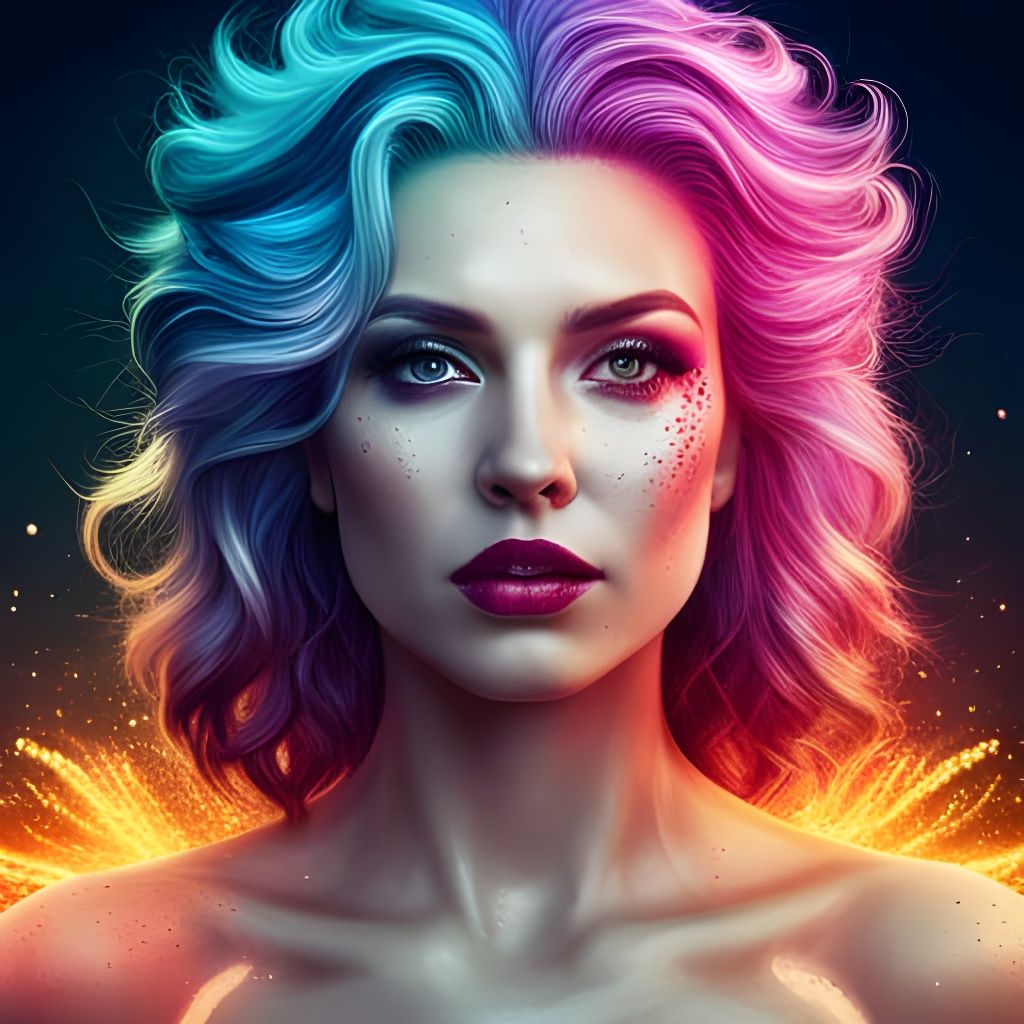 Woman with colorful hair