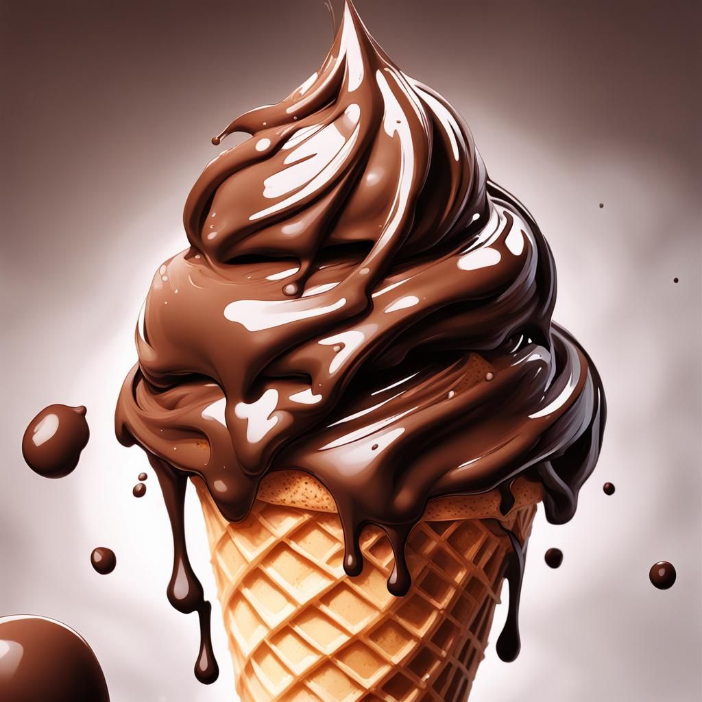 swirled chocolate soft ice cream cone - AI Generated Artwork ...