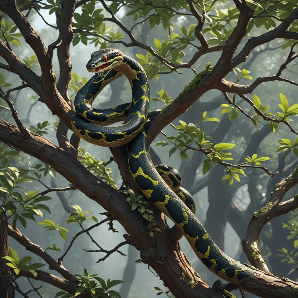 Snake on a tree limb.