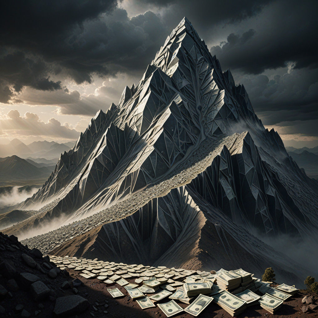 Huge mountain made of dollars