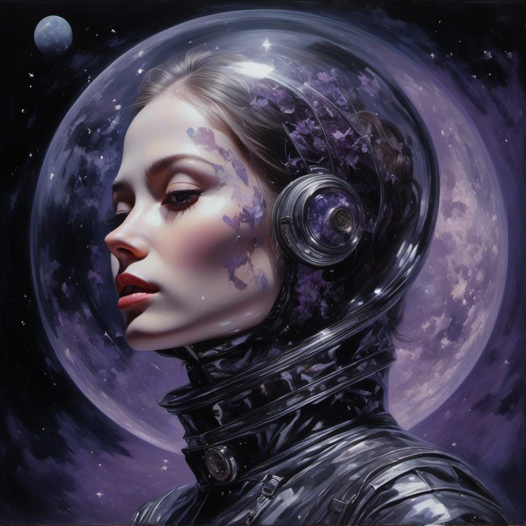 Double Exposure Portrait Emerging from Starry Clockscape