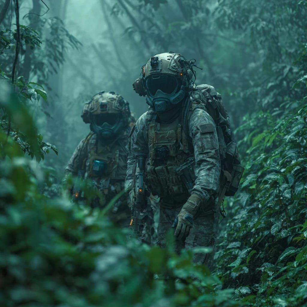 Earthforce Special Forces Operators in a Distant Jungle