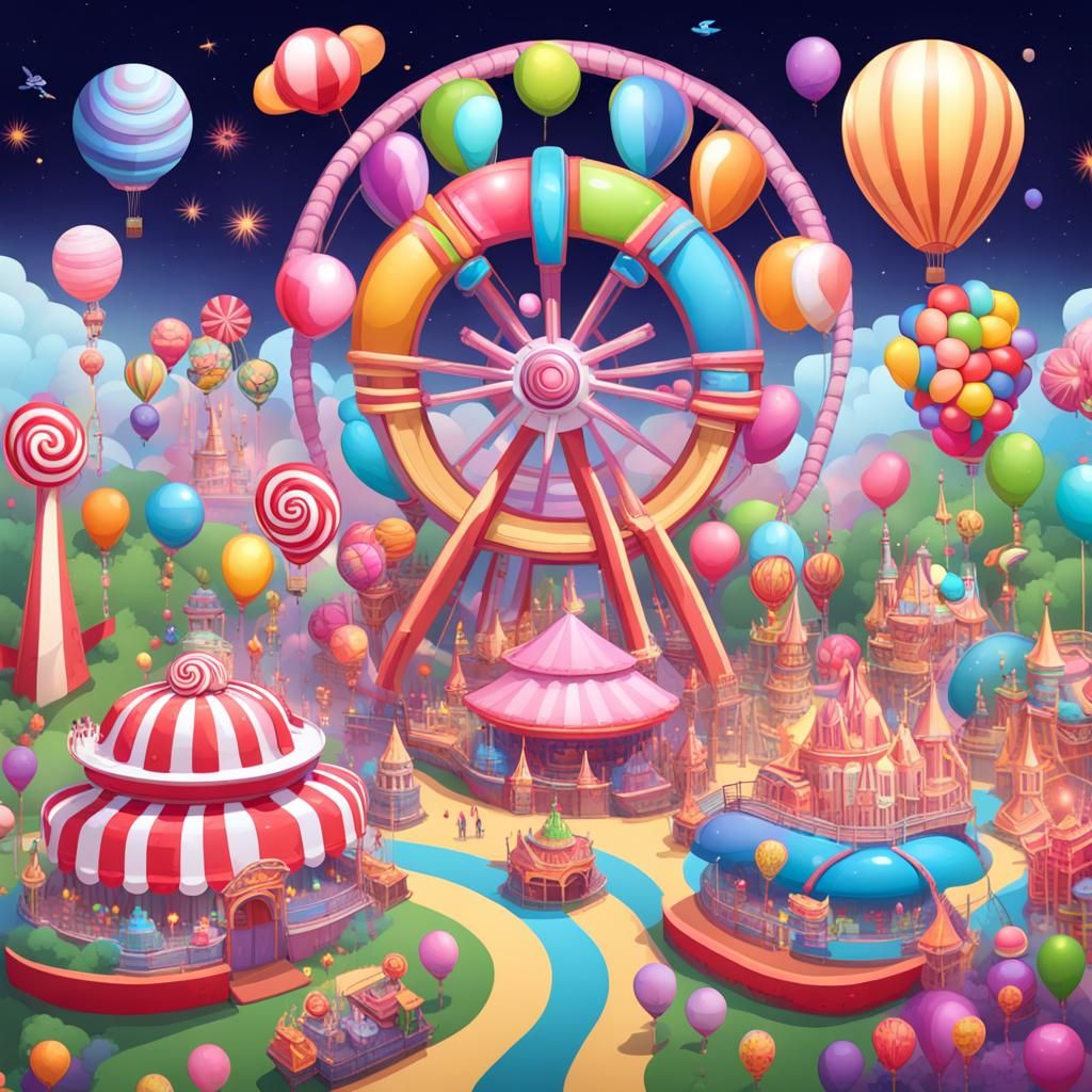 Candyland's Amusement Park - AI Generated Artwork - NightCafe Creator