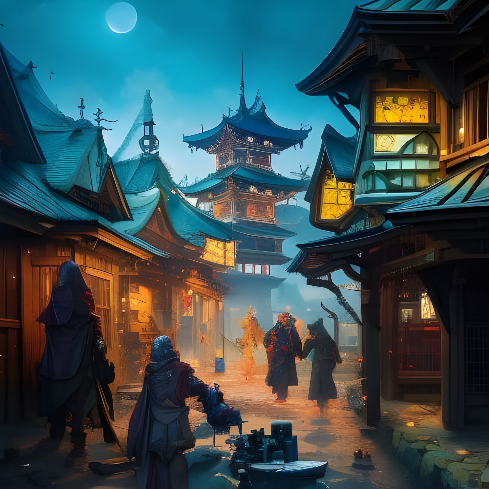 Marketplace in Medieval Japan  by @NIGHTBEARD