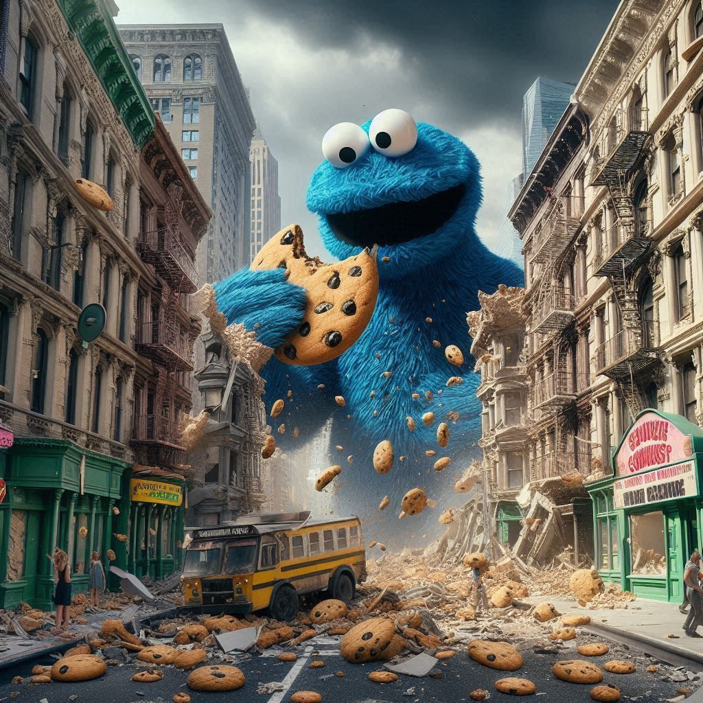 Me love to eat cookie factory. Sometimes eat whole, sometimes me chew it.