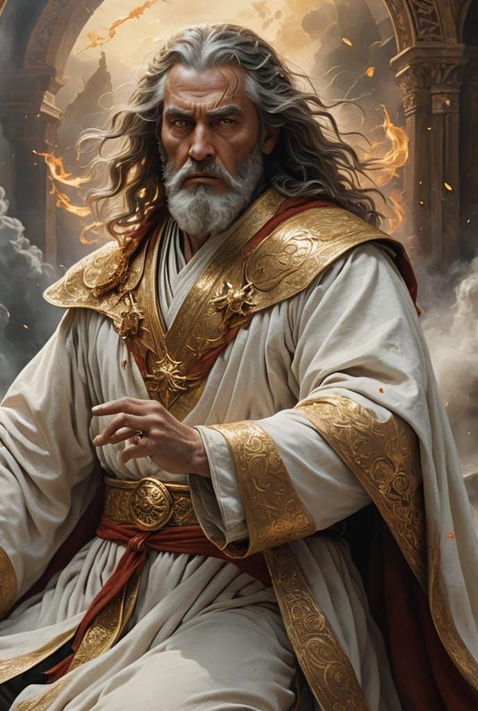 Christ Among Golden Lampstands: Detailed Matte Painting