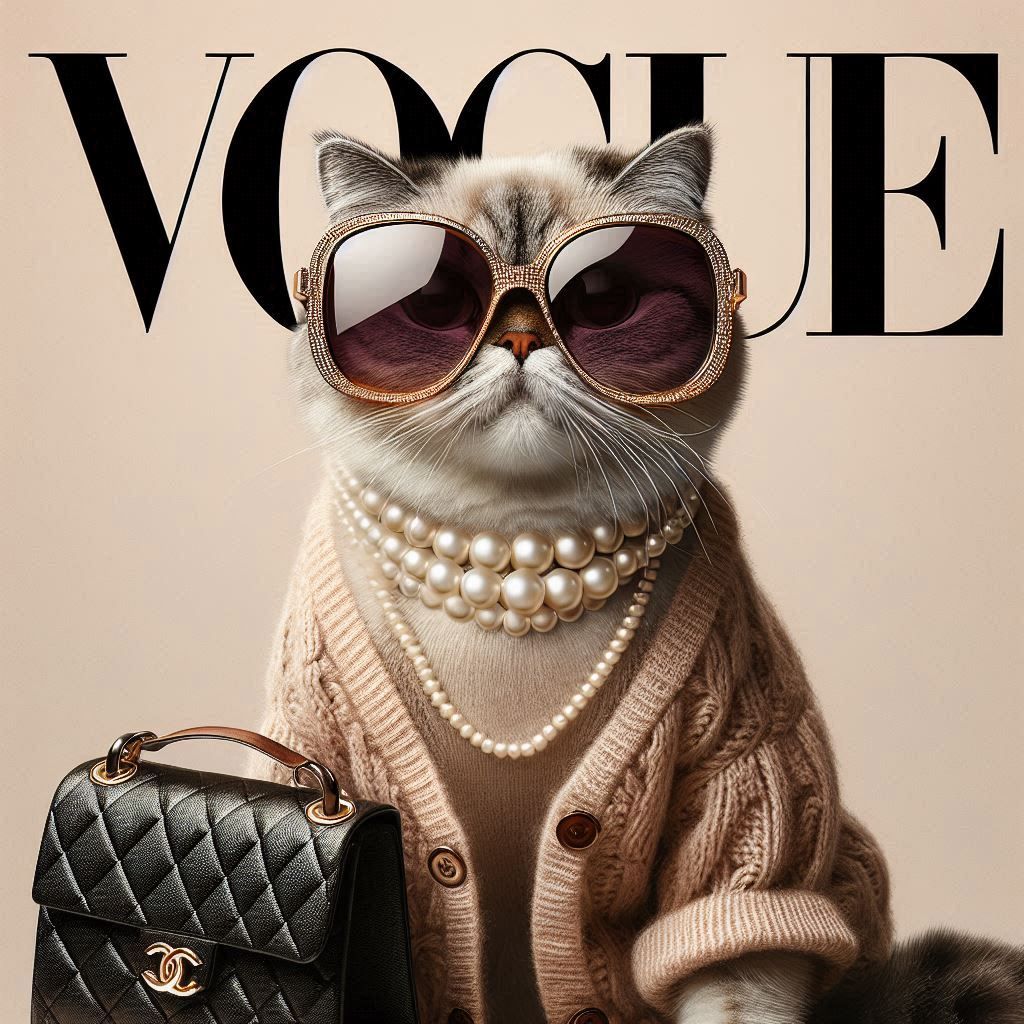 Feline model posing for Vogue magazine