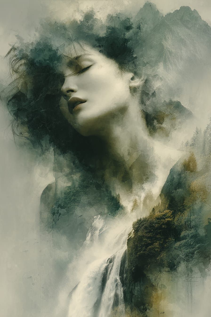 der Wasserfall fließ den Berg