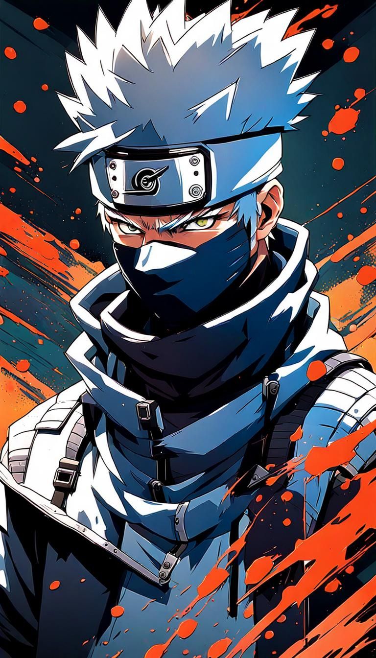 Create an art of Kakashi standing painting himself by seeing him on ...