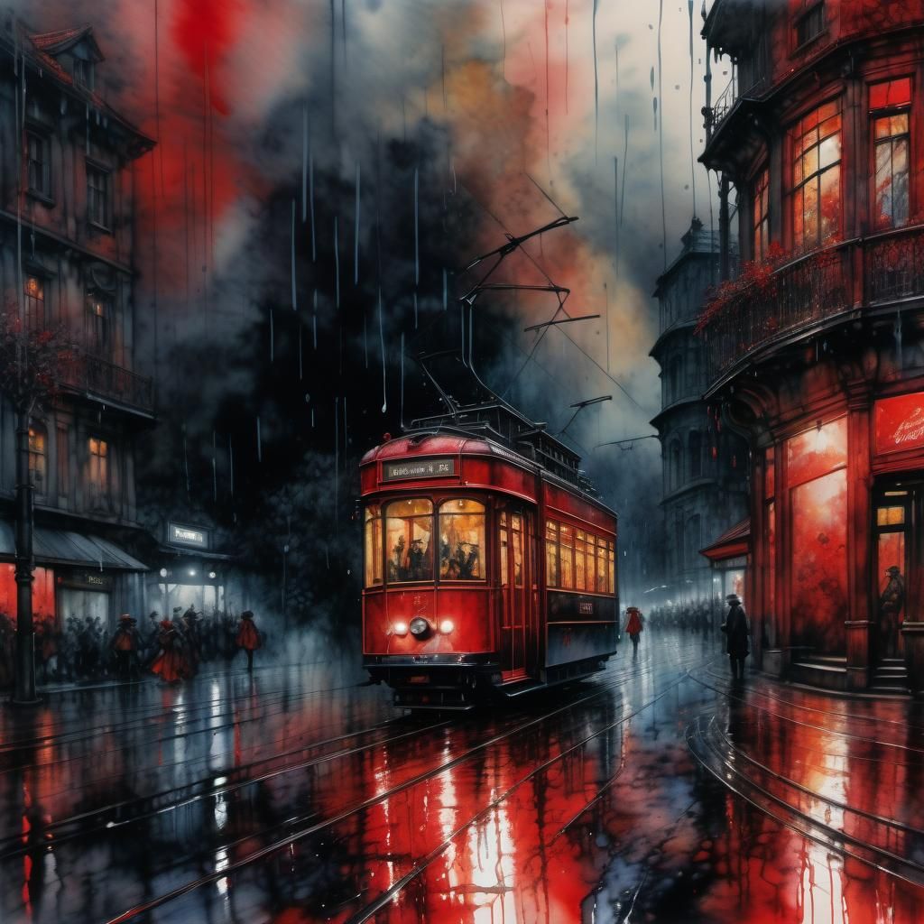 Night tram   by @Martinacats 