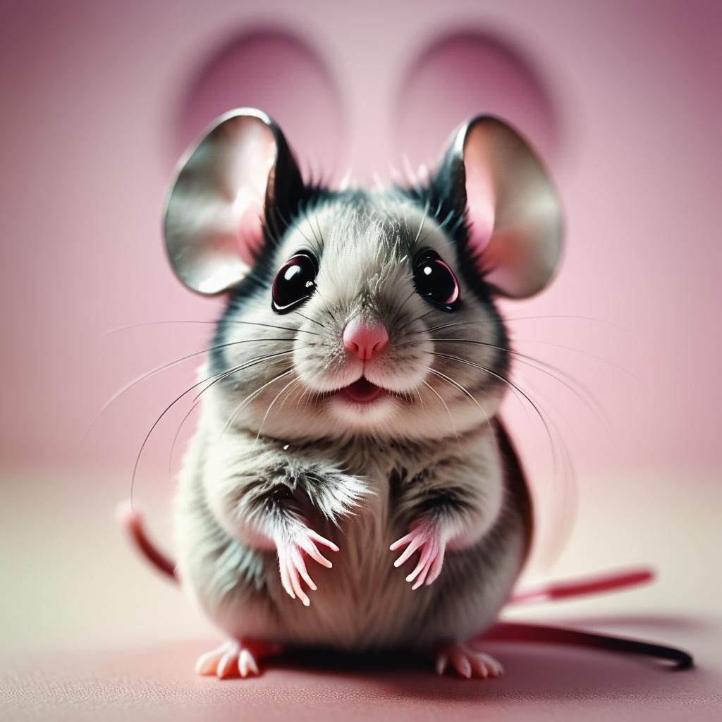 Whimsical Mouse Portrait in Cinematic Film Grain