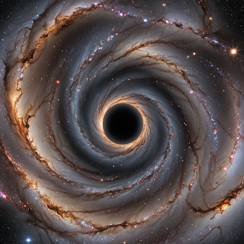 Close up of a black hole in a galaxy that has been around si...
