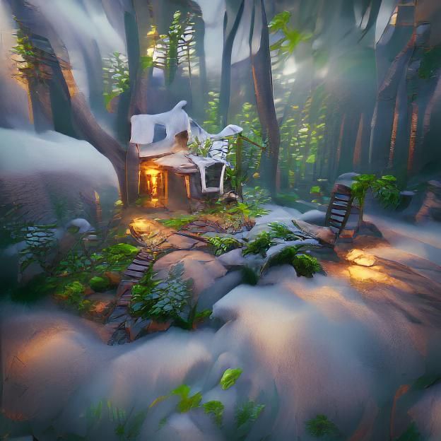 Cottage in the forest 8k resolution concept art Eldritch Unr...