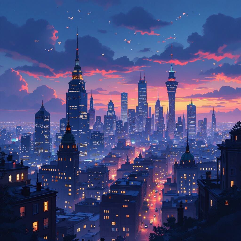 Dreamy Cityscape Inspired by Digital Artists