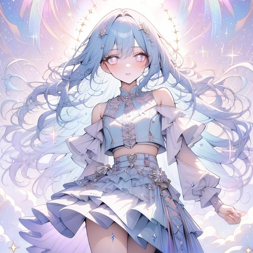 Sparkling Anime Girl with Heart-Shaped Pupils