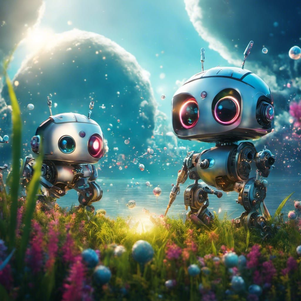 curious robot friends - AI Generated Artwork - NightCafe Creator