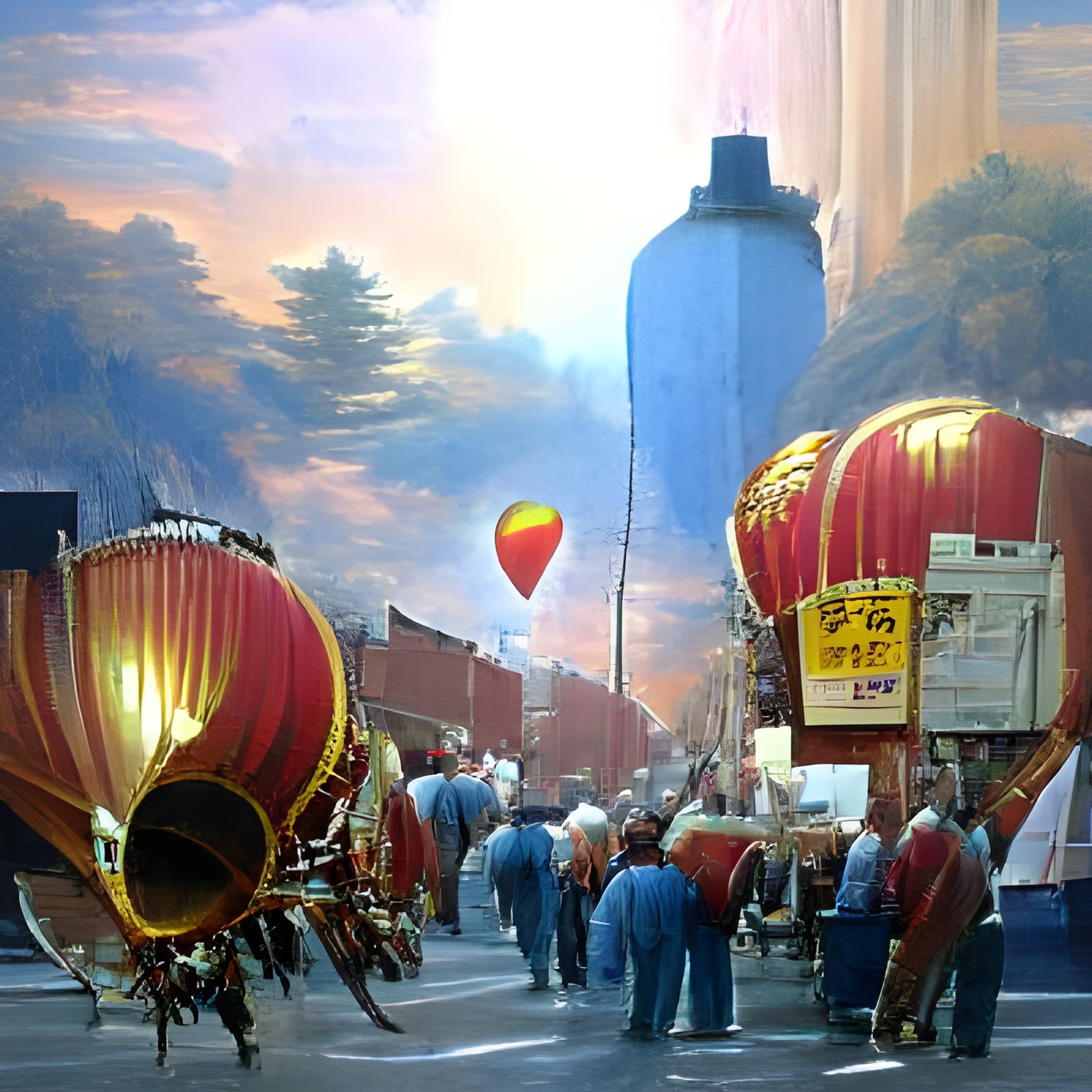 Hot air balloon parade in China Town AI Generated Artwork NightCafe