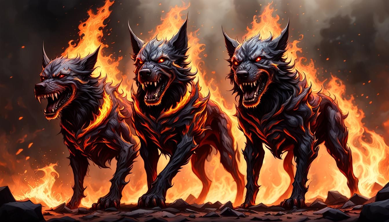 Hell Hounds. - Ai Generated Artwork - Nightcafe Creator