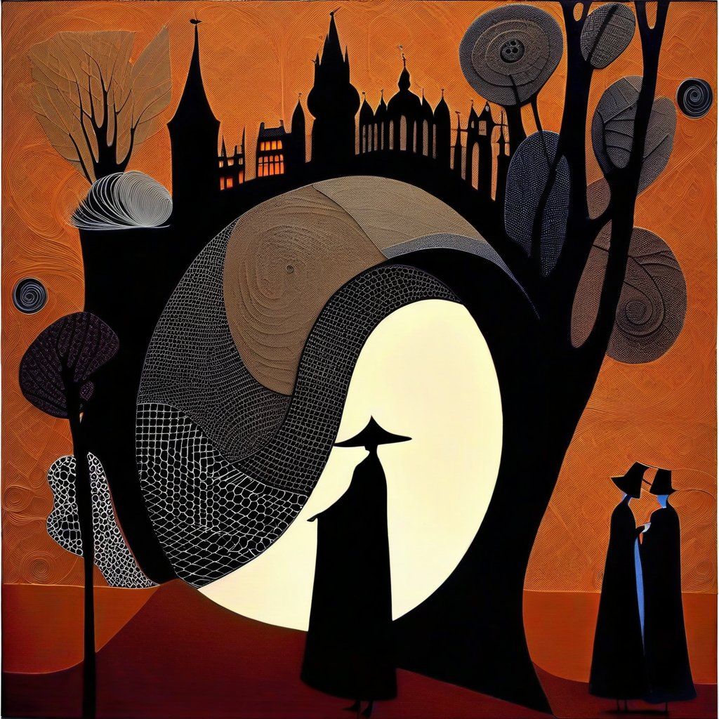 Abstract evening city scene.