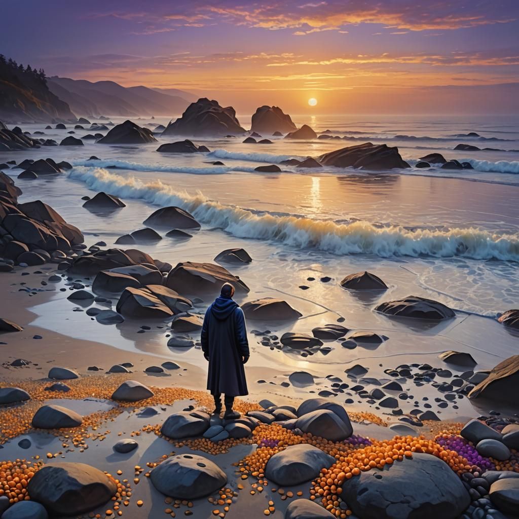 Misty Beach Figure in Detailed Concept Art