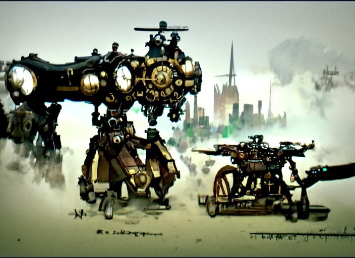 mech war in the future steampunk