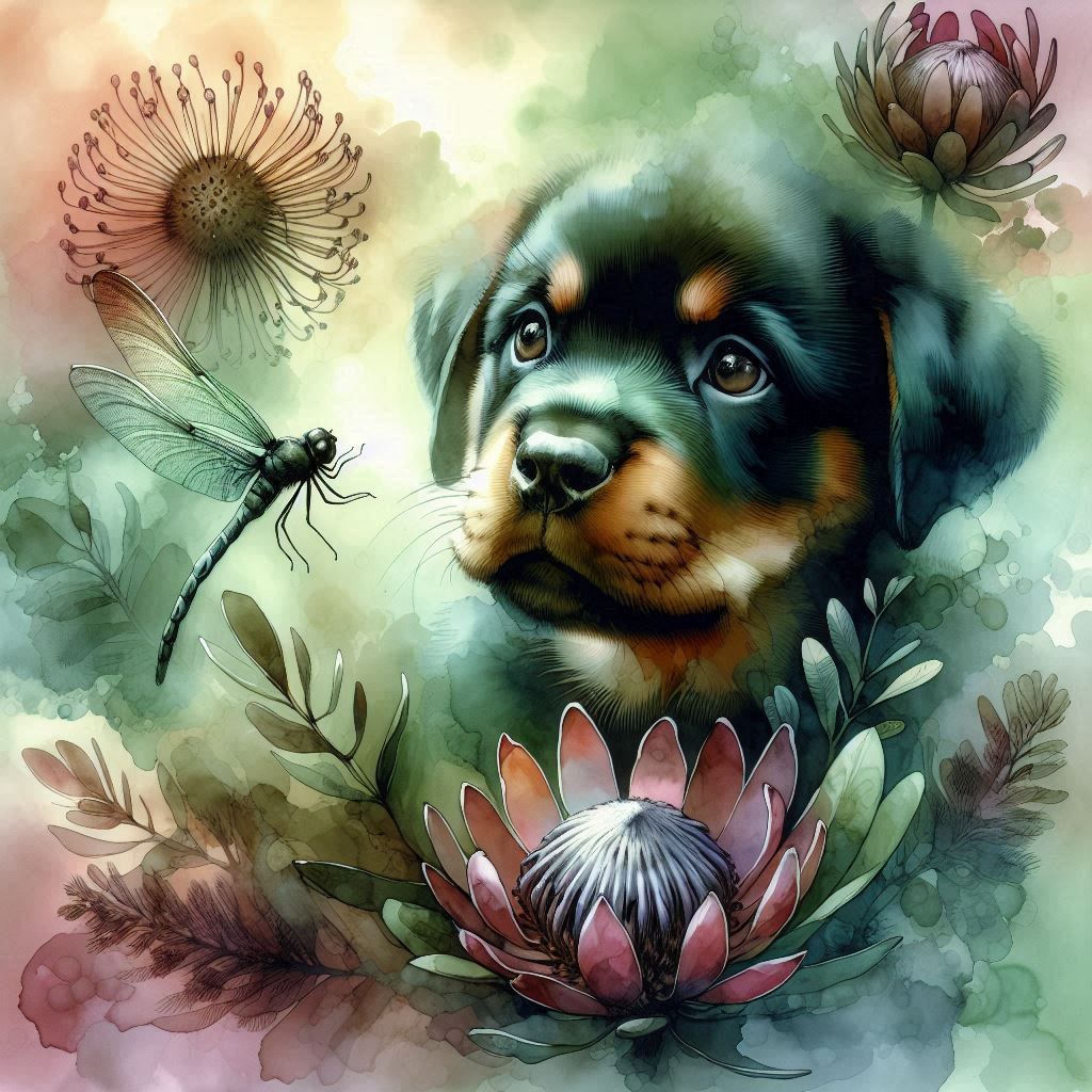 The pup and the dragonfly