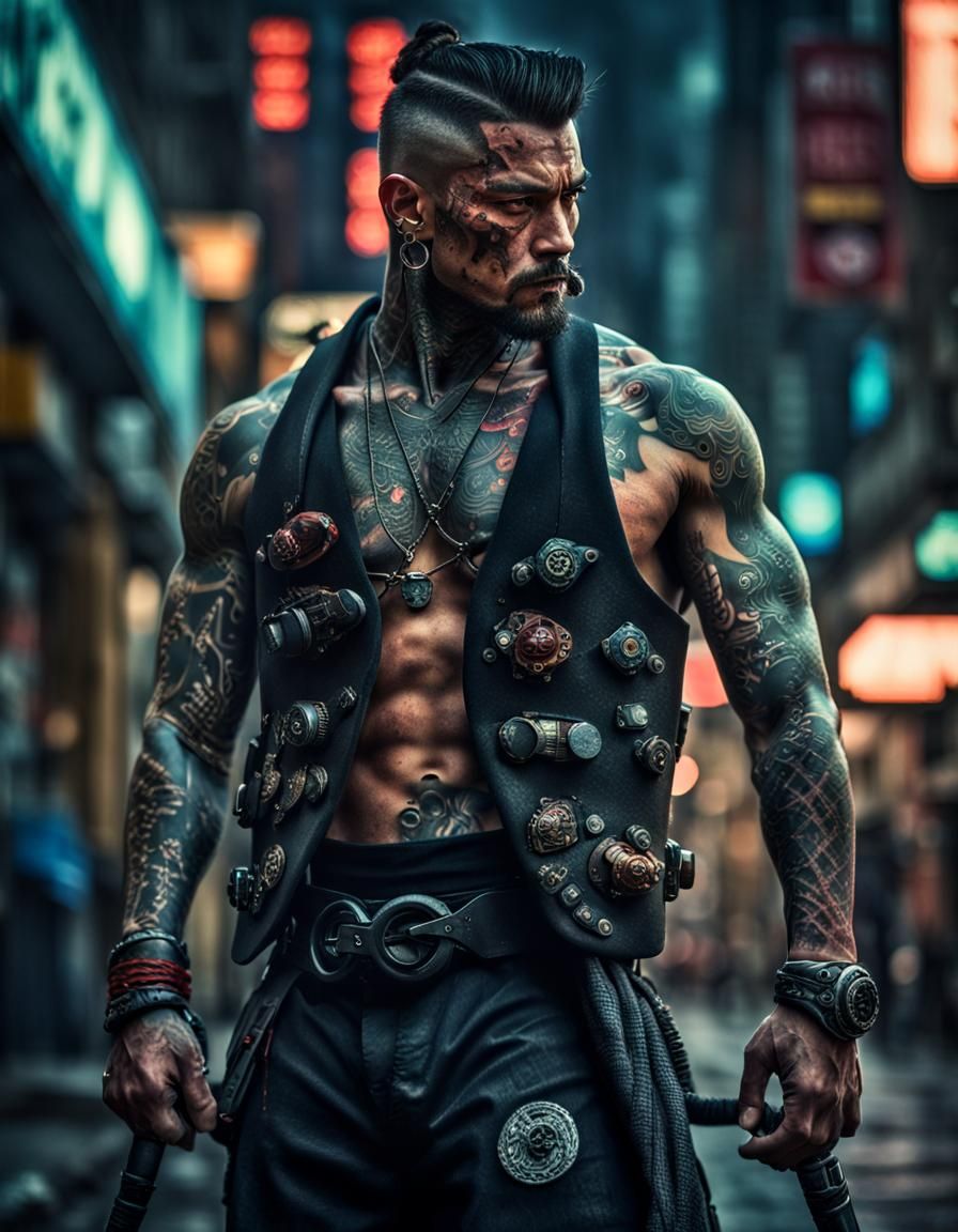 cyberpunk street samurai