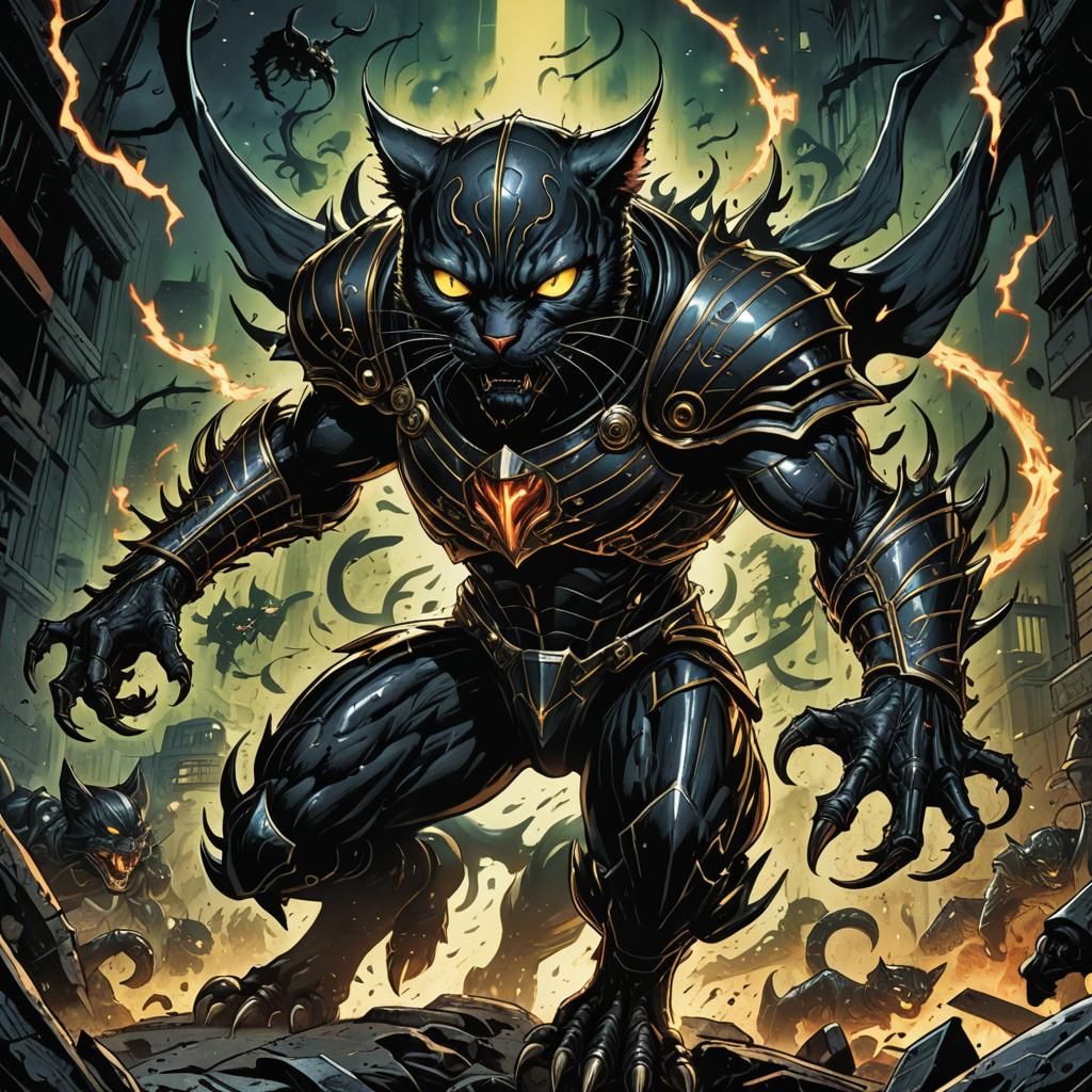 black catlike creature AI Generated Artwork NightCafe Creator