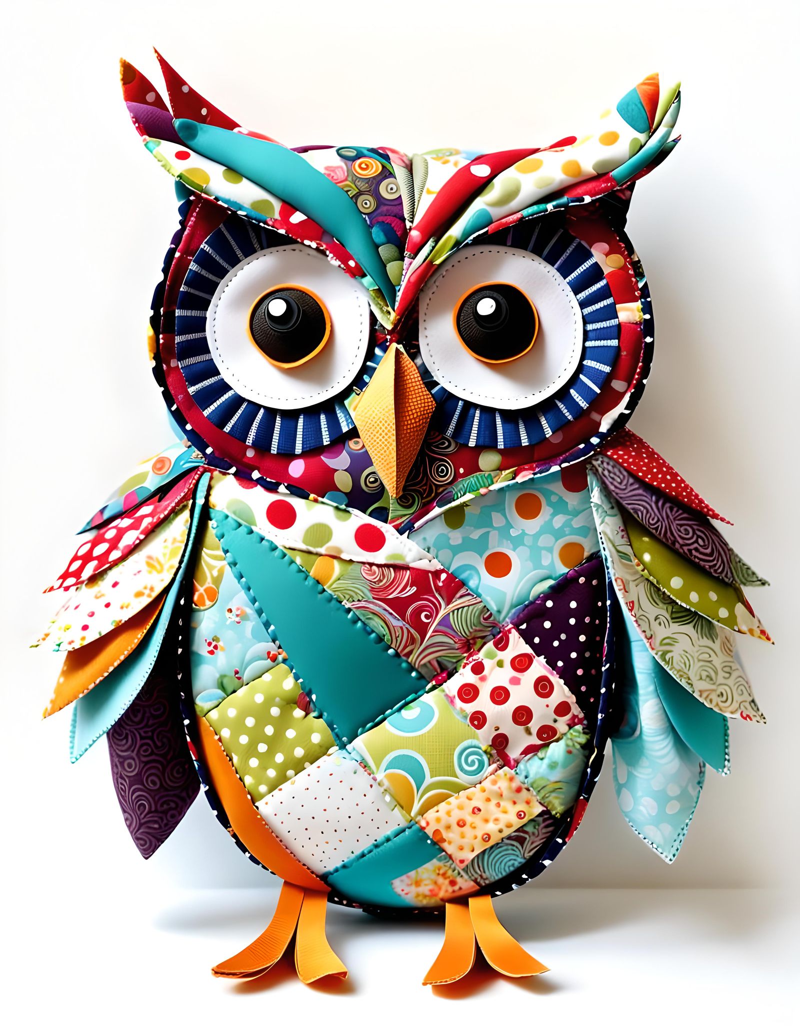 owl made of fabric scraps  by @Genevieve