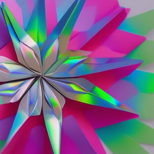 A colorful metal iridescent flower.