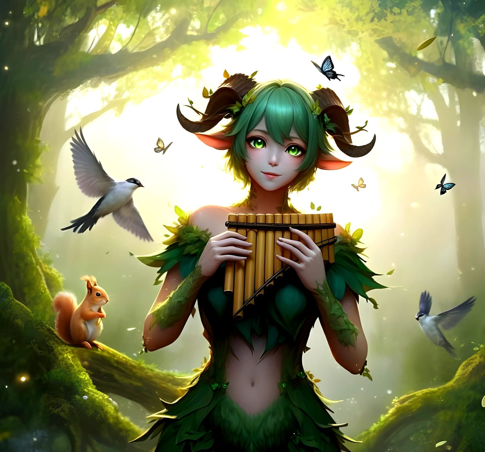 Enchanting Emerald Forest Fantasy Faun  by @Gary Murakami