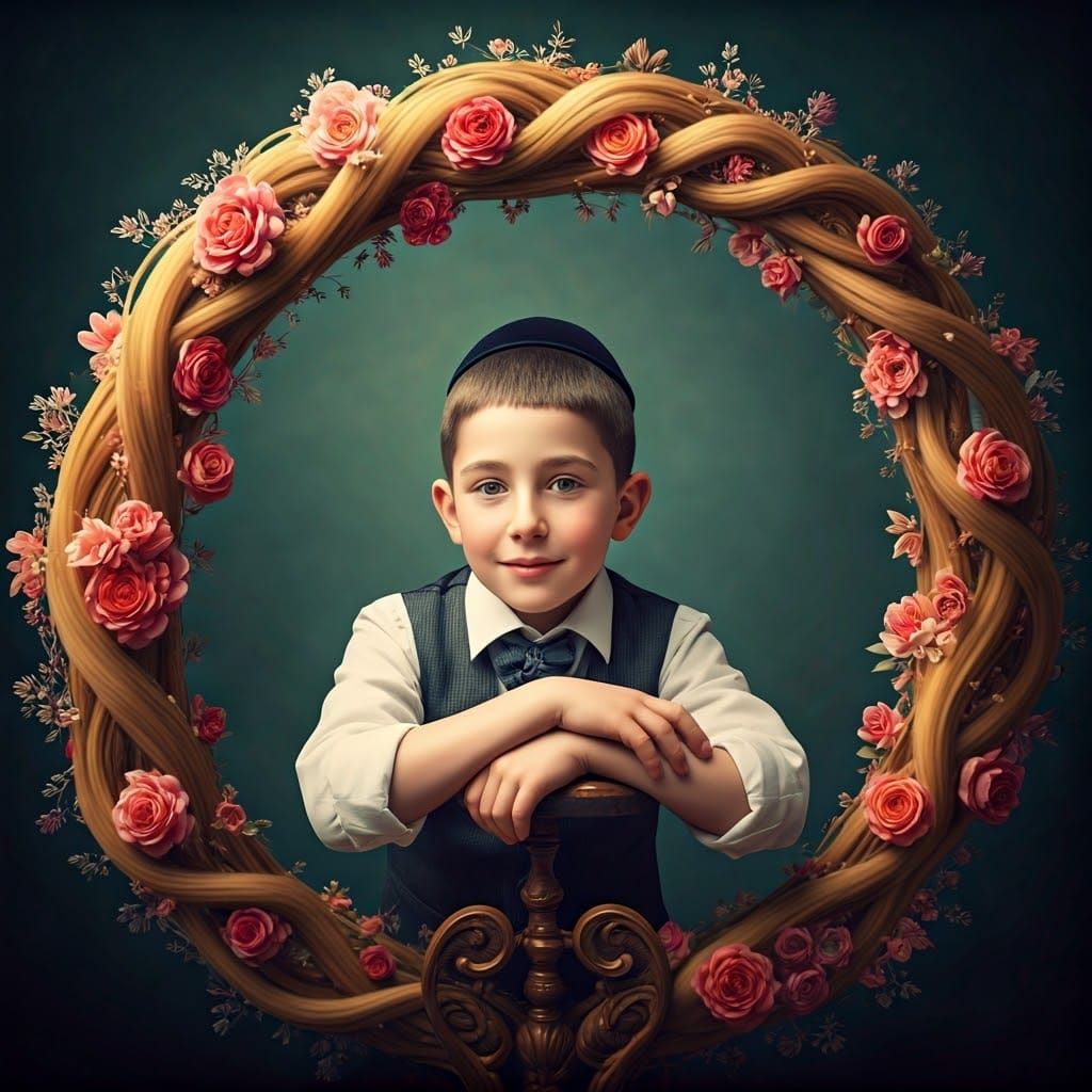 ילד חמוד ששומר על המסגרת