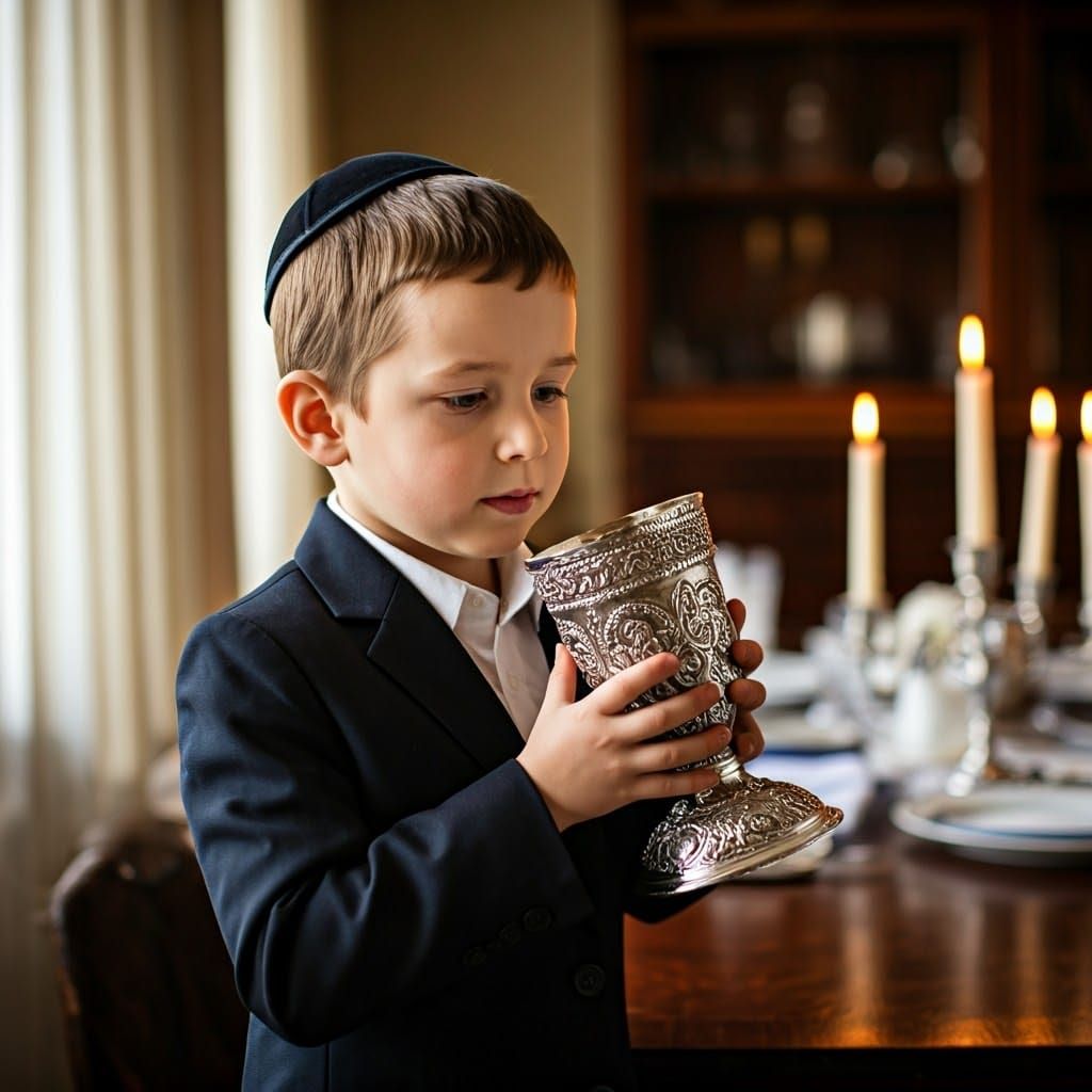 Young Lithuanian Orthodox Boy Brings Kiddush Cup to Shabbat ...