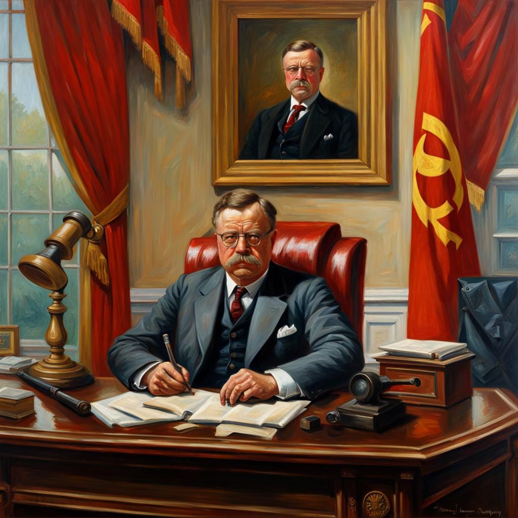 General-Secretary Theodore Roosevelt inside the Oval Office,...