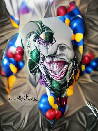 Clown Joker balloon Marvel Comics hyperrealism AI Generated