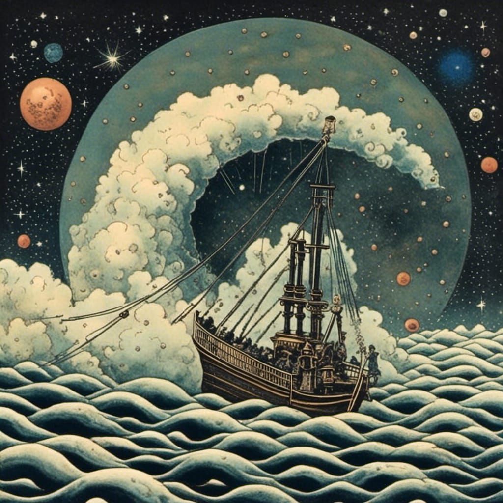 <lora:Nightmare Engine:1.0> Tidal wave in outer space 