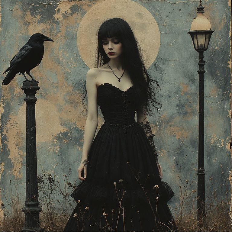 Street lamp and crow