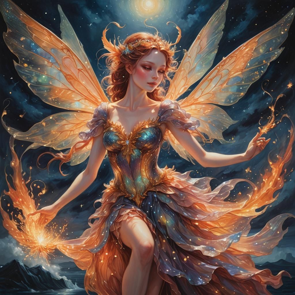 Warmly​ firey​ fairy​  in the starry night✨🔥  by @Kakamonster