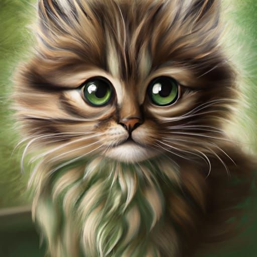 Furry Kitten with hazel green eyes  by @CNEWBY