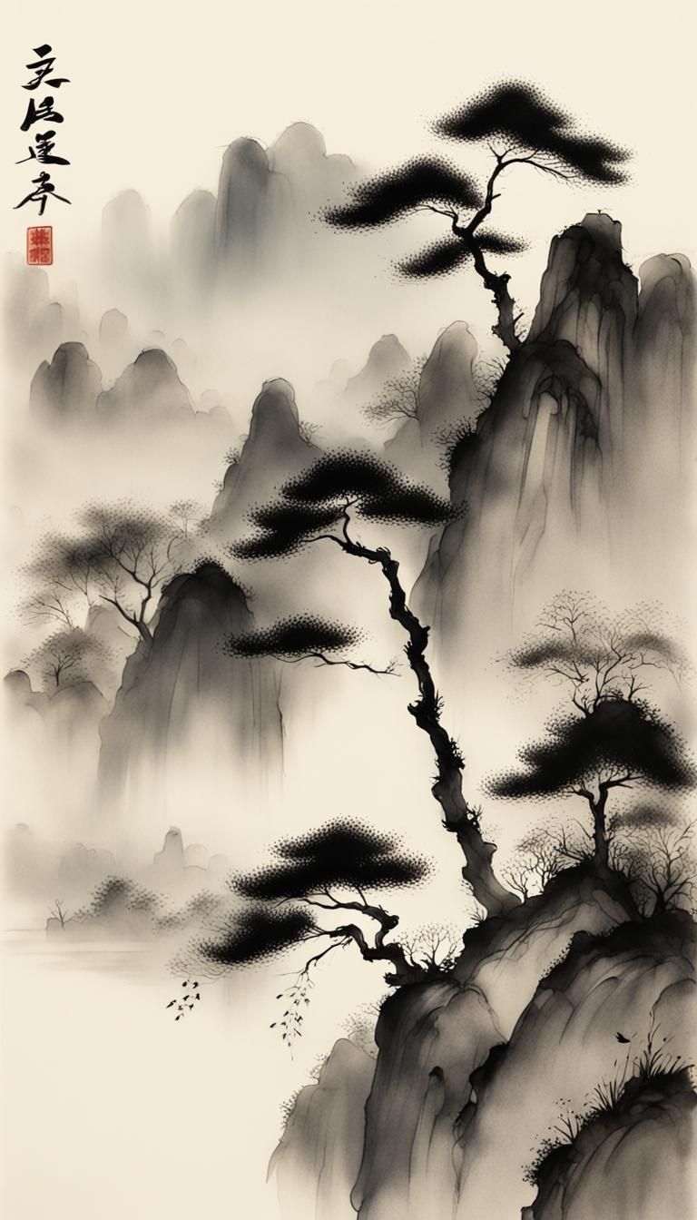 Nature (Ink painting)  by @Me May Phim