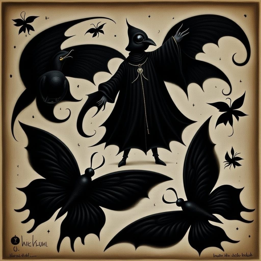<lora:EVIL MEDIEVAL:1.0> Black butterflies 